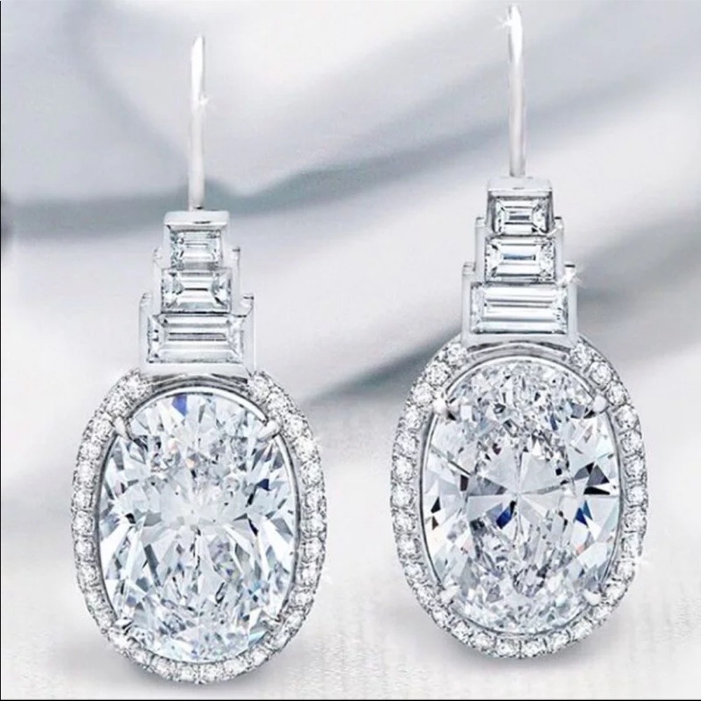 New Women’s 925 Silver Wedding Diamond Earrings